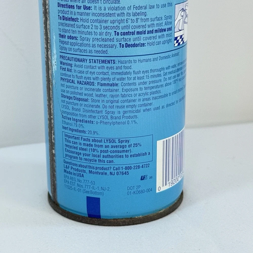 VTG Lysol Spray Fresh‎ Scent 12 Oz 2001 No CFCs Aerosol Can HTF